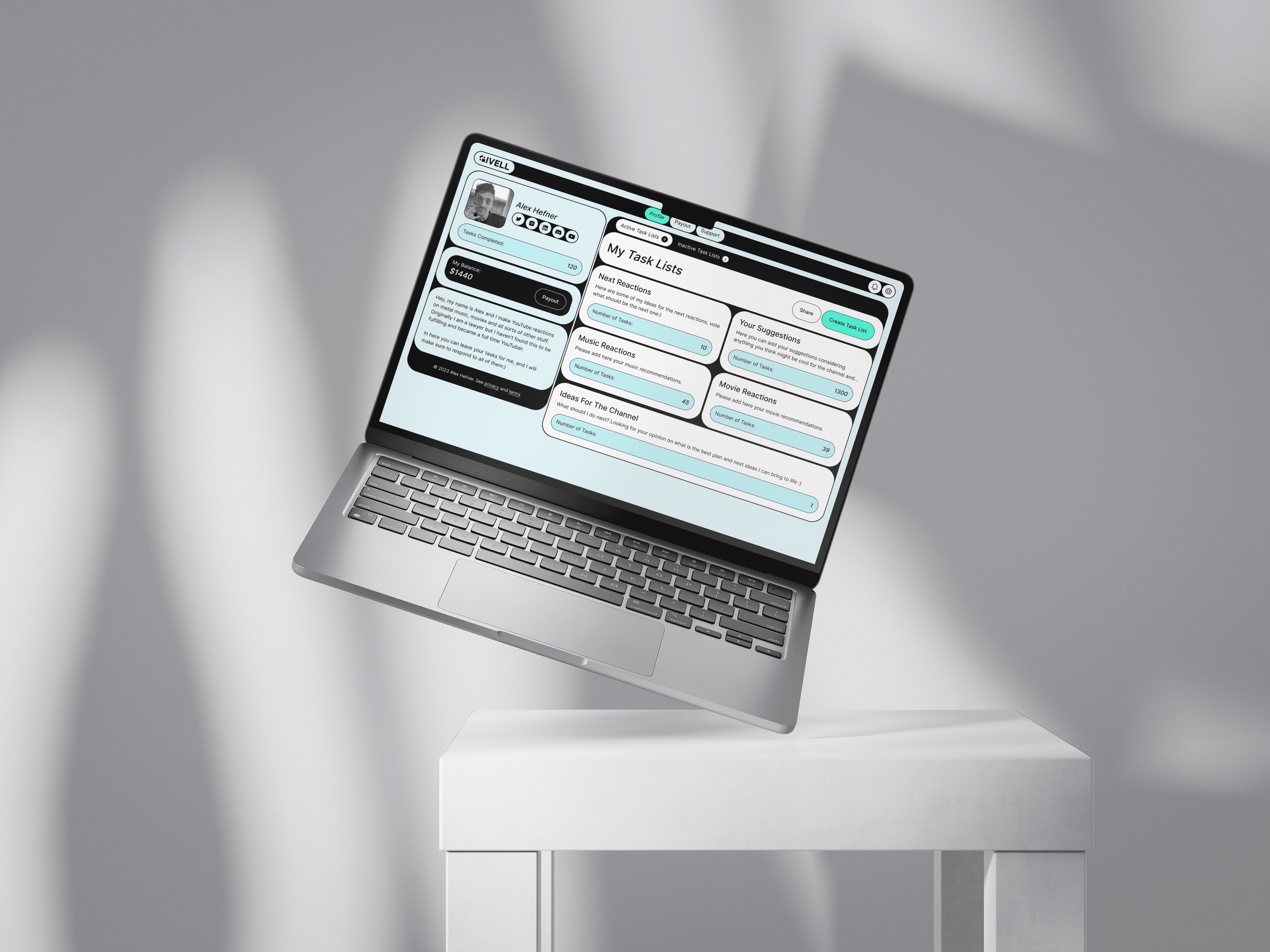 mockup Vista de tareas activas: Control en tiempo real