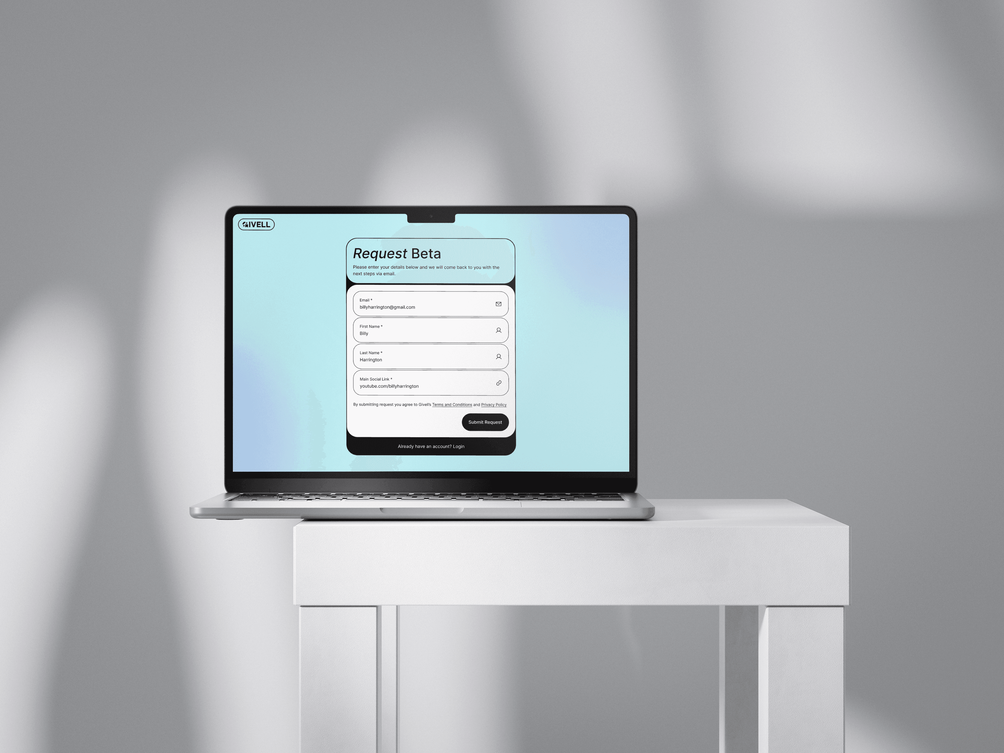 mockup Solicitar Beta