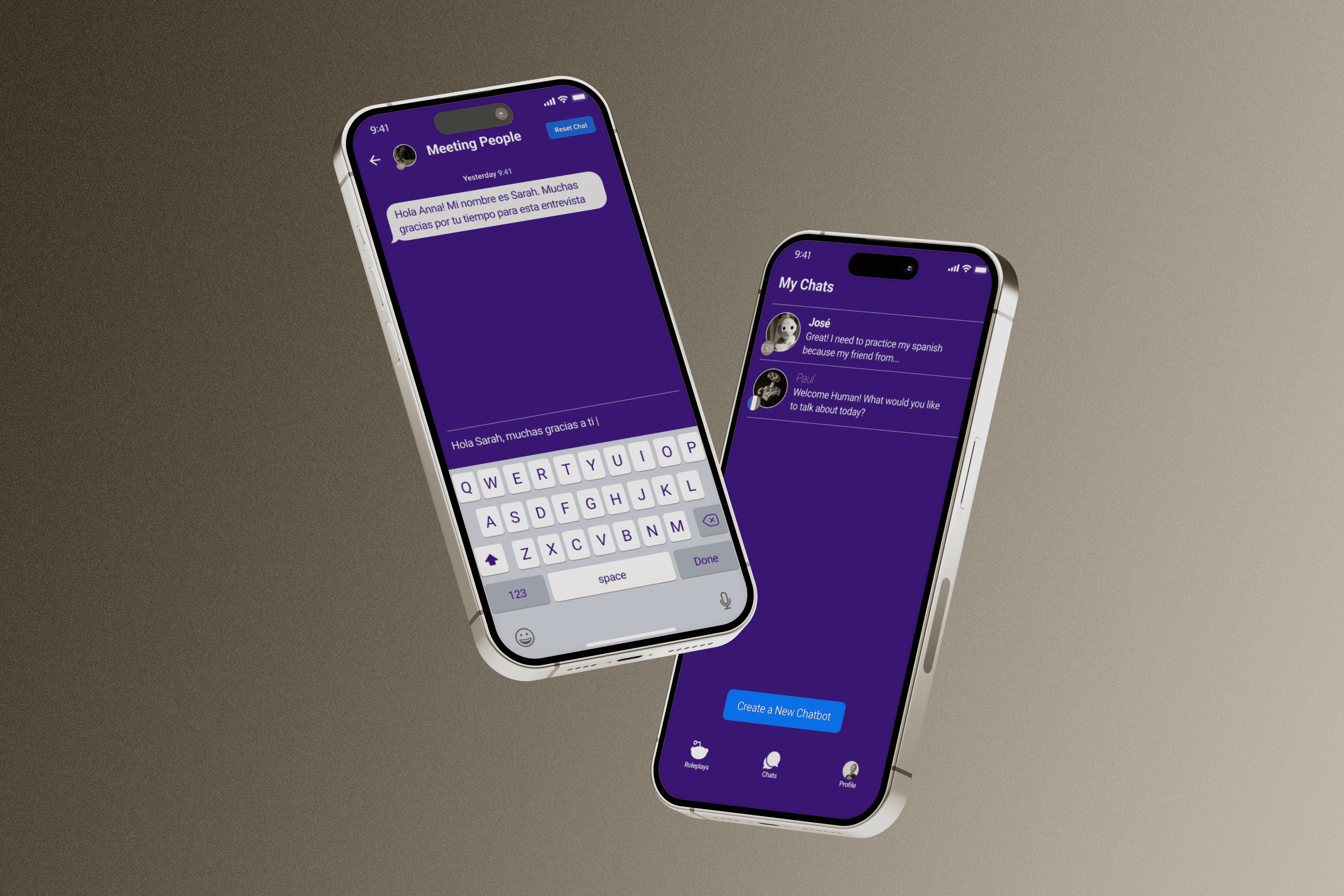 mockup Conversaciones de IA y roleplays dinámicos